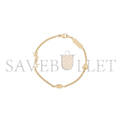 YSL CASSANDRE HEART CHARM BRACELET IN METAL AND RHINESTONE 701950Y15269137